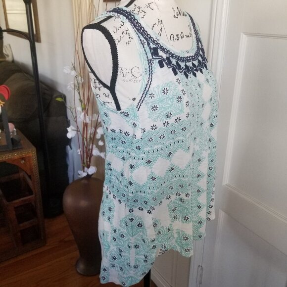 Lucky Brand Sleeveless Embroidered Tank Top Sz S - Picture 4 of 9